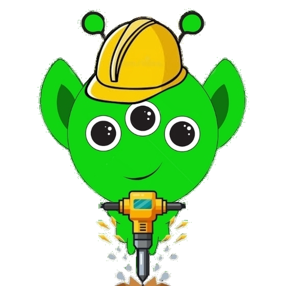Alien working on construction